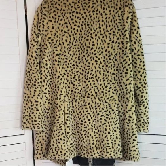 Free People Women's Leopard Print Jacket Coat Faux Fur Beige Black Size 8 - Picture 7 of 11